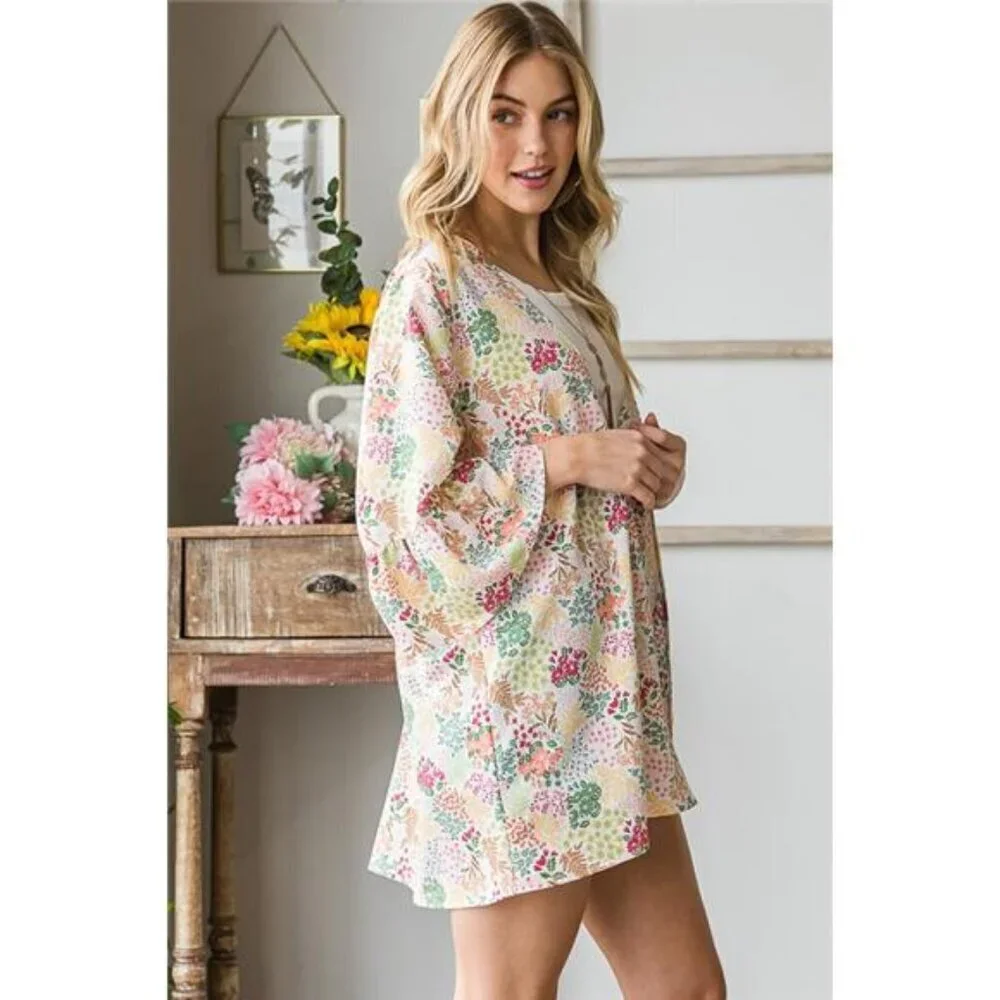 Heimish Full Size Multi Color Floral Open Cardigan Plus Size